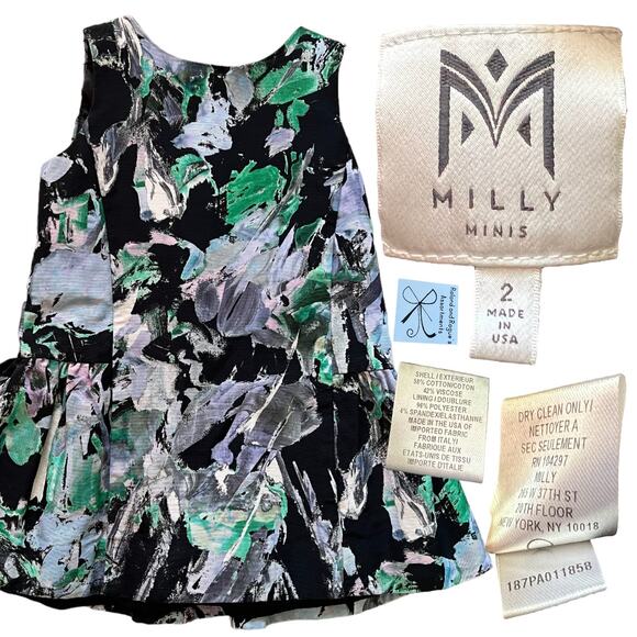 Milly Minis Sleeveless Floral Dress Kids Sz 2 - Picture 1 of 5